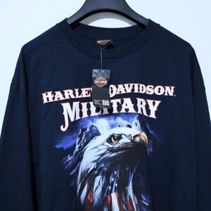 Harley Davidson Military Overseas Men’s XL  Black Long Sleeve Shirt Tour Eagle